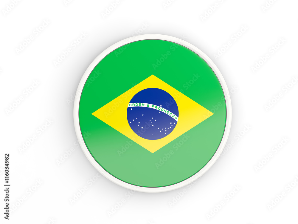 Flag of brazil. Round icon with frame