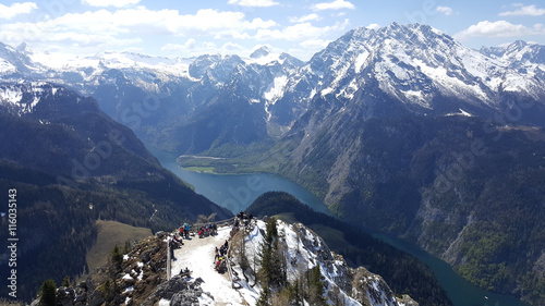 Beautiful K  nigssee lake from the view deck on Mount Jenner