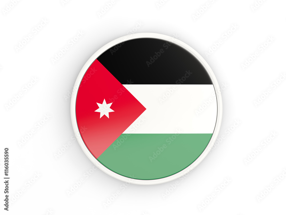 Flag of jordan. Round icon with frame
