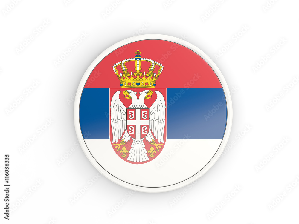 Flag of serbia. Round icon with frame