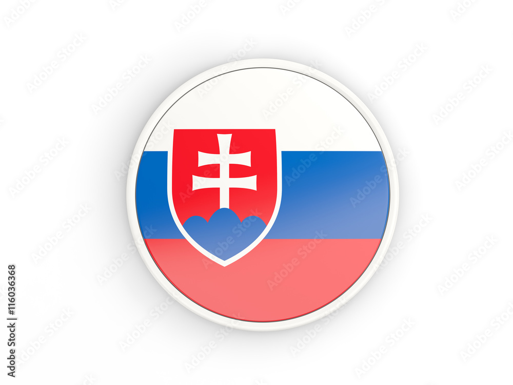 Obraz premium Flag of slovakia. Round icon with frame