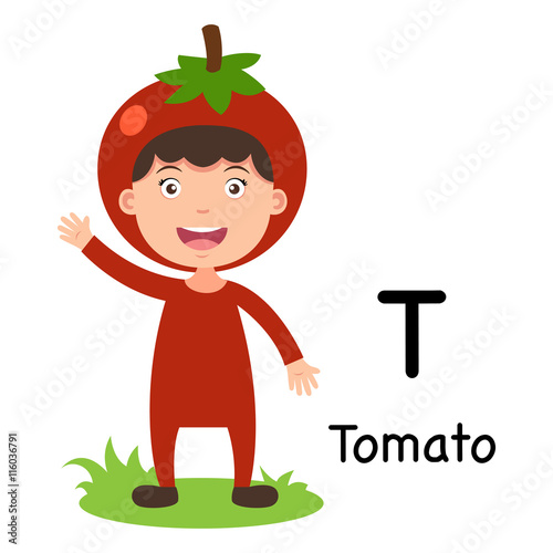 Alphabet Letter T-tomato,vector