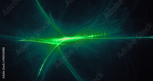 Abstract Design Against Dark Background In Green Lines Curve Par