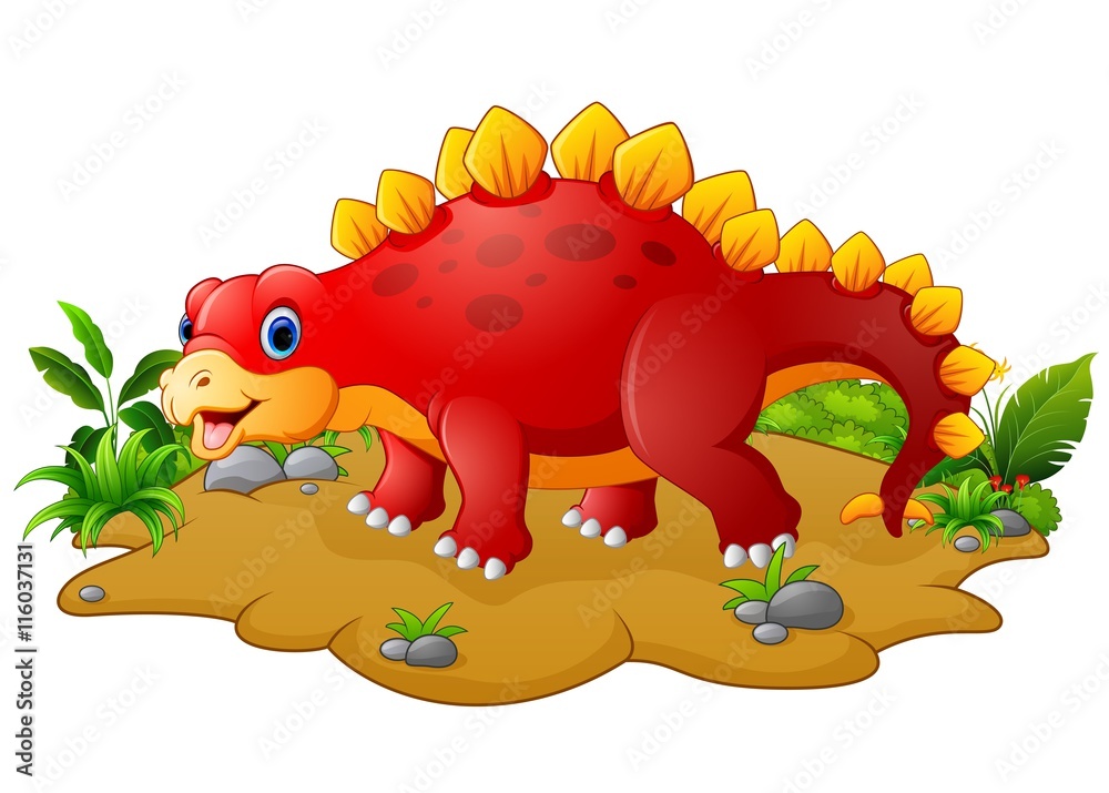 Happy red dinosaur cartoon Happy red dinosaur cartoon