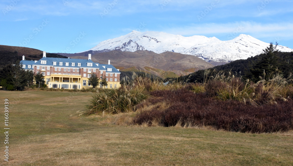 Mount Ruapehu and The Chateau in Tongariro National Park