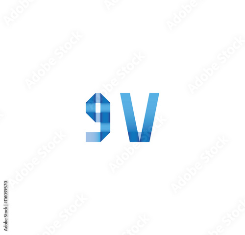 9v initial simple modern blue 
