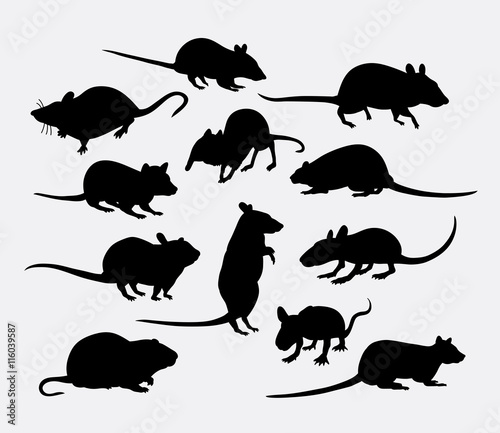 Mouse and rat mammal animal silhouette. Good use for symbol  logo  web icon  mascot  sticker design  or any design you want. 