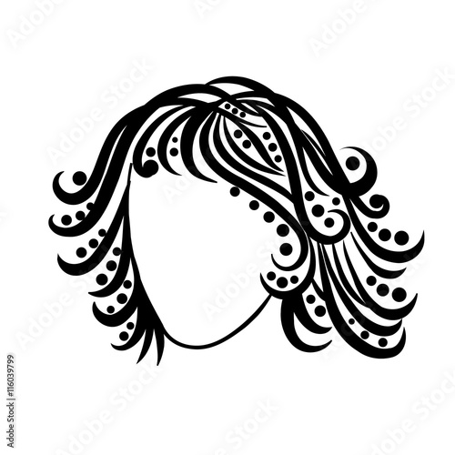 Black and white hair salon vector logo icon in brush drawing style