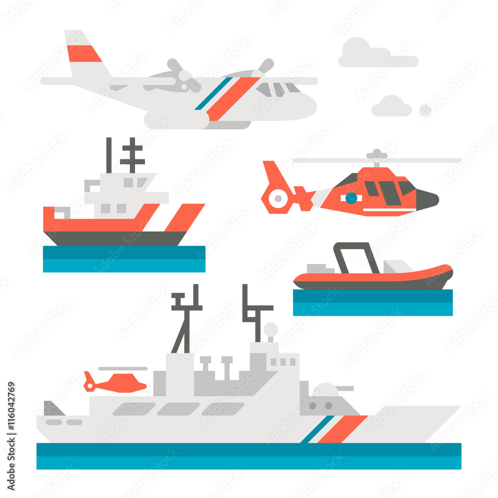 Fototapeta premium Flat design coast guard vehicle