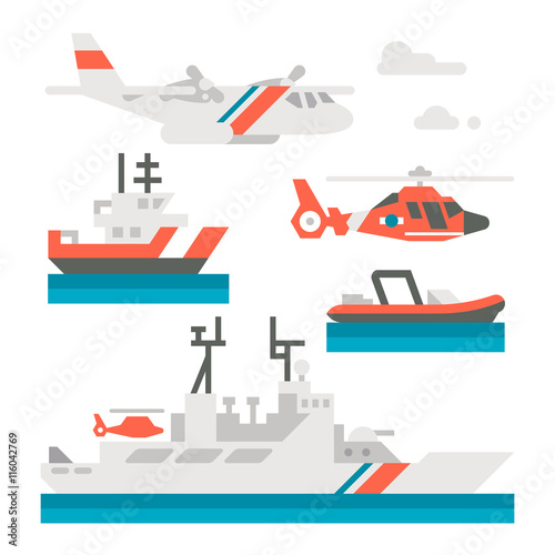 Flat design coast guard vehicle