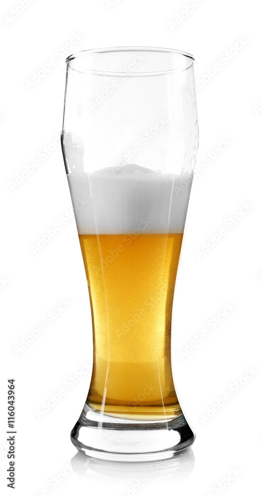 Glass of beer, isolated on white Glass of beer, isolated on white