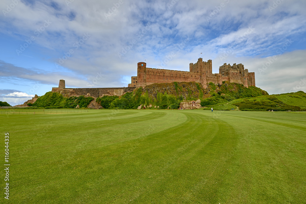 Bamburgh castle, Northumberland taken from the North looking South, panorama