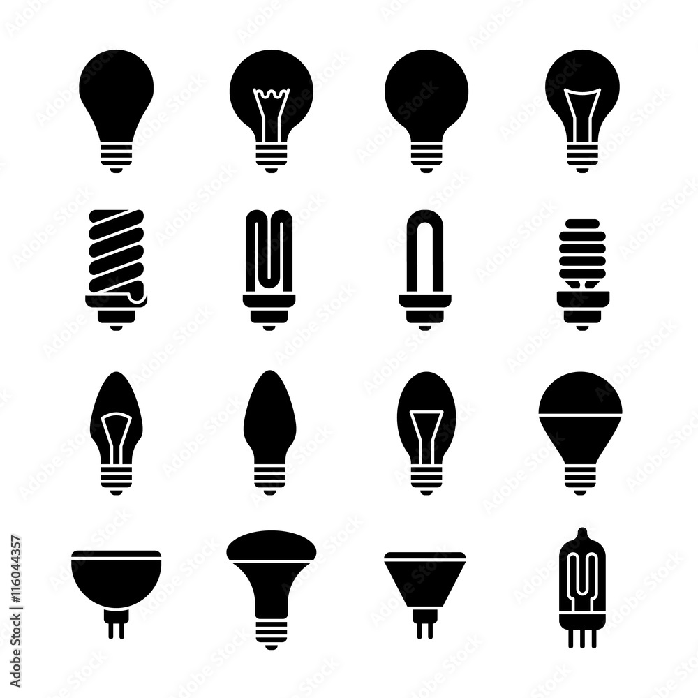 Electricity lamp signs. Light bulb and led lamp vector icons Electricity lamp signs. Light bulb and led lamp vector icons