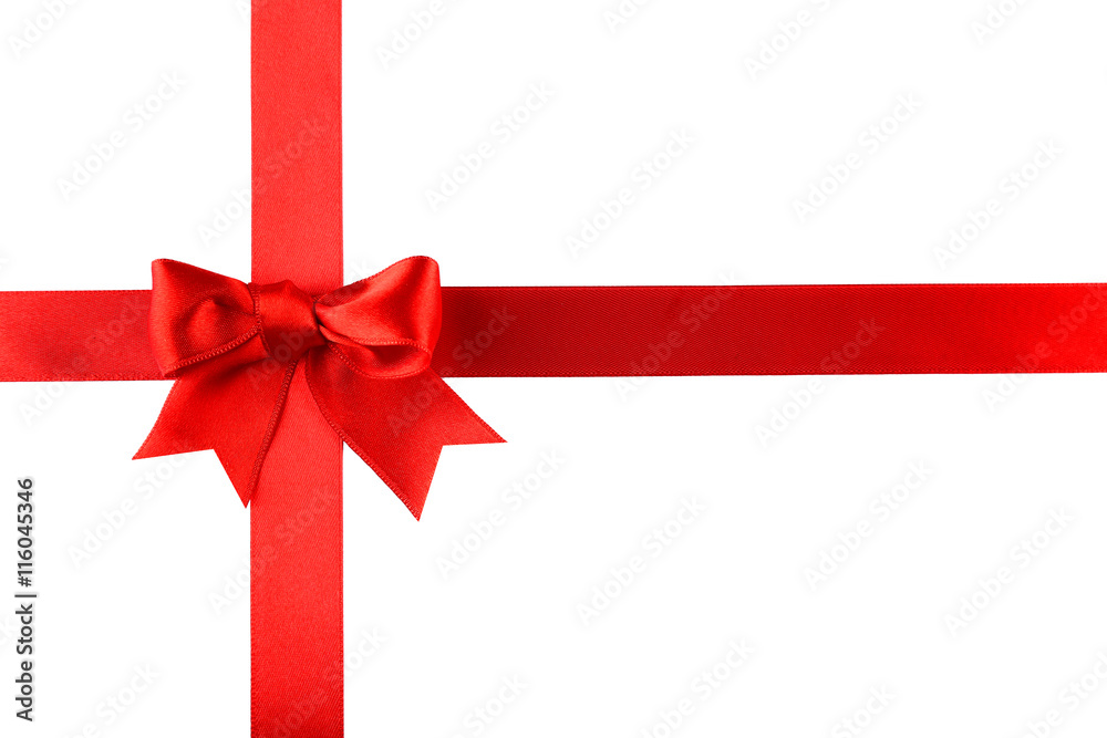 Red ribbon with bow-knot on white background Red ribbon with bow-knot on white background