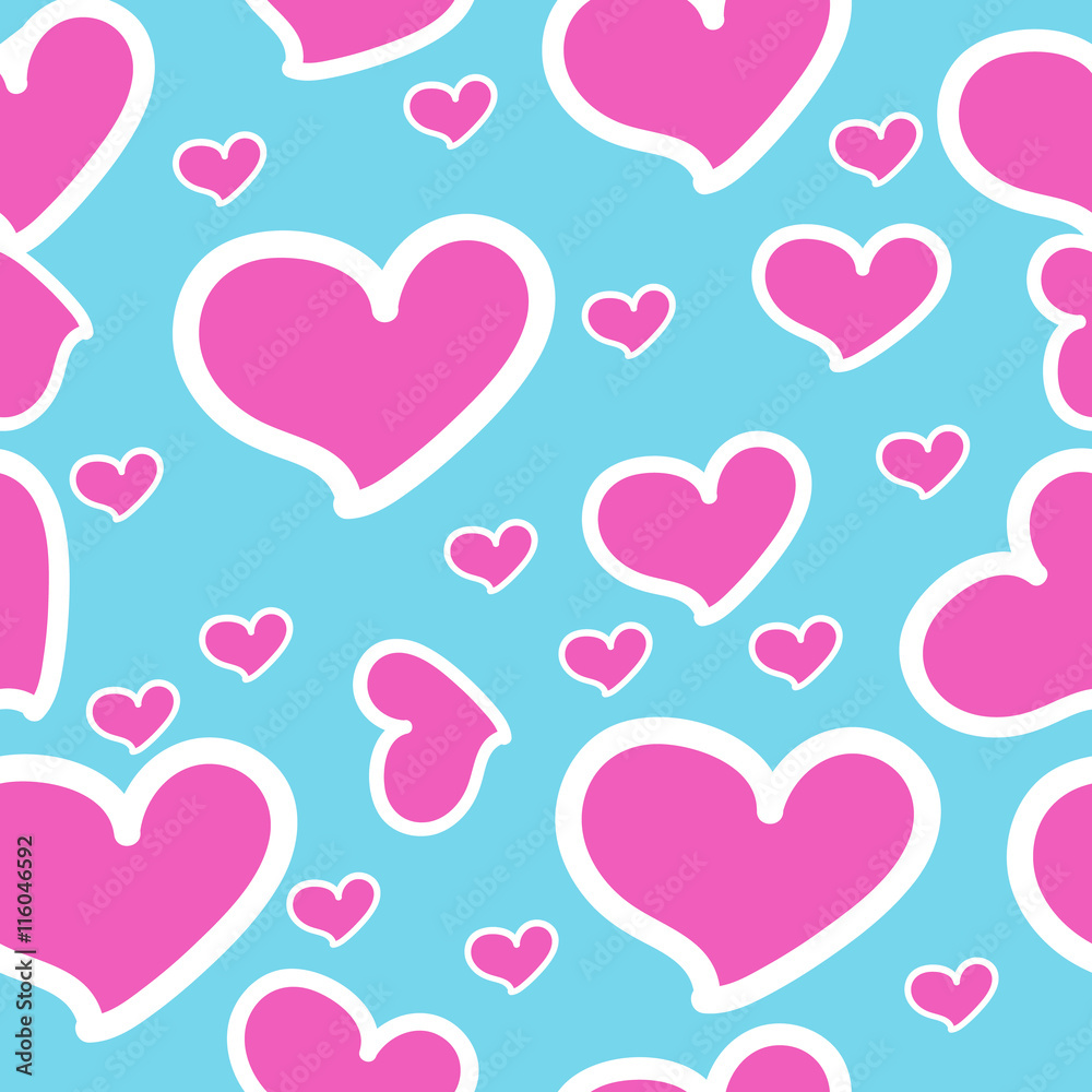 Pink hearts - seamless vector pattern