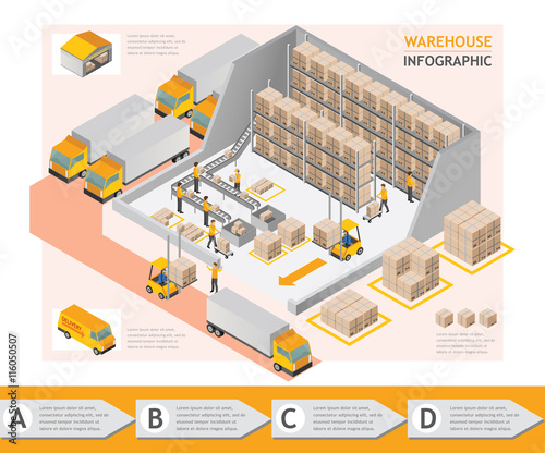 isometric info graphic warehouse vector design