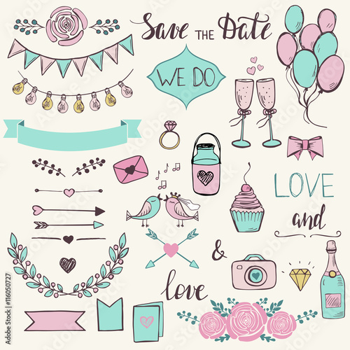 Cute wedding elements set