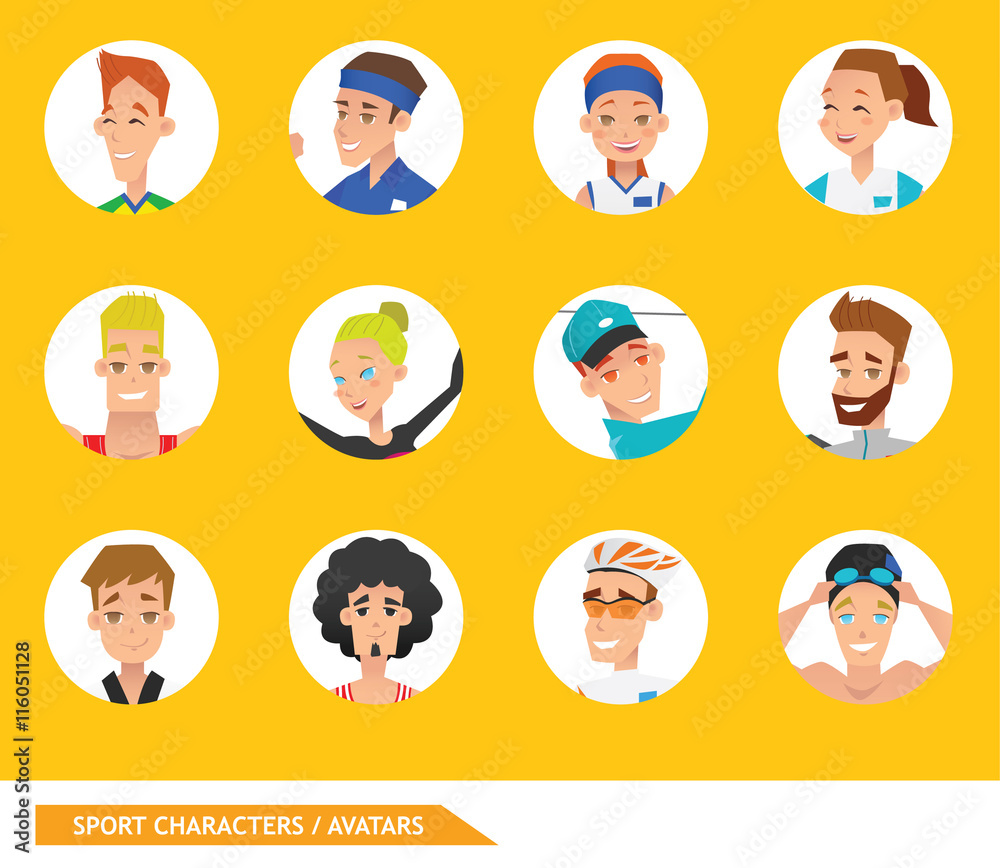 Sport characters Avatars vector design Sport characters Avatars vector design