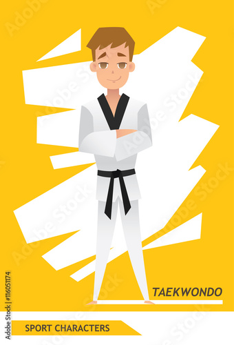 Sport characters taekwondo player vector design