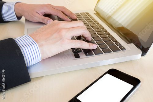 businessman hand on smat phone