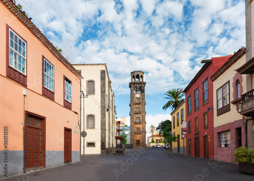 view of street of La Laguna old town, Tenerife island, Spain