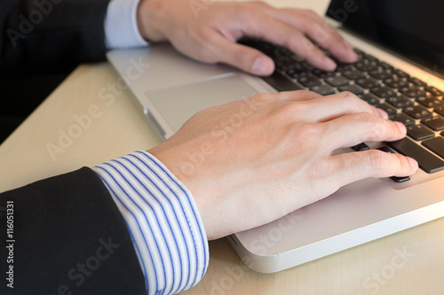businessman hand typing