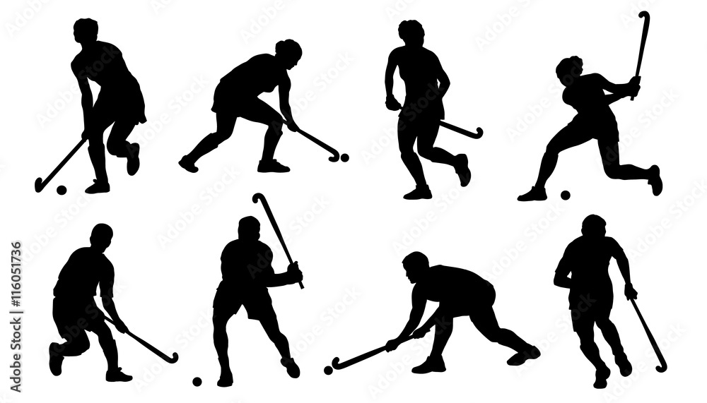 Obraz premium field hockey silhouettes
