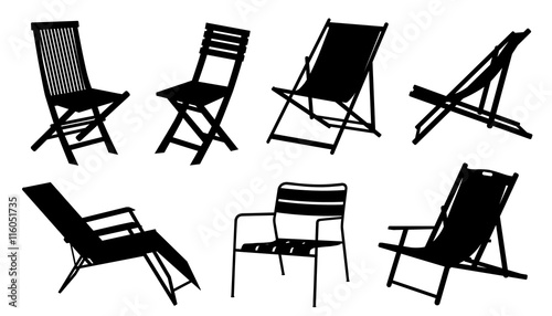 Valokuva beach chair silhouettes