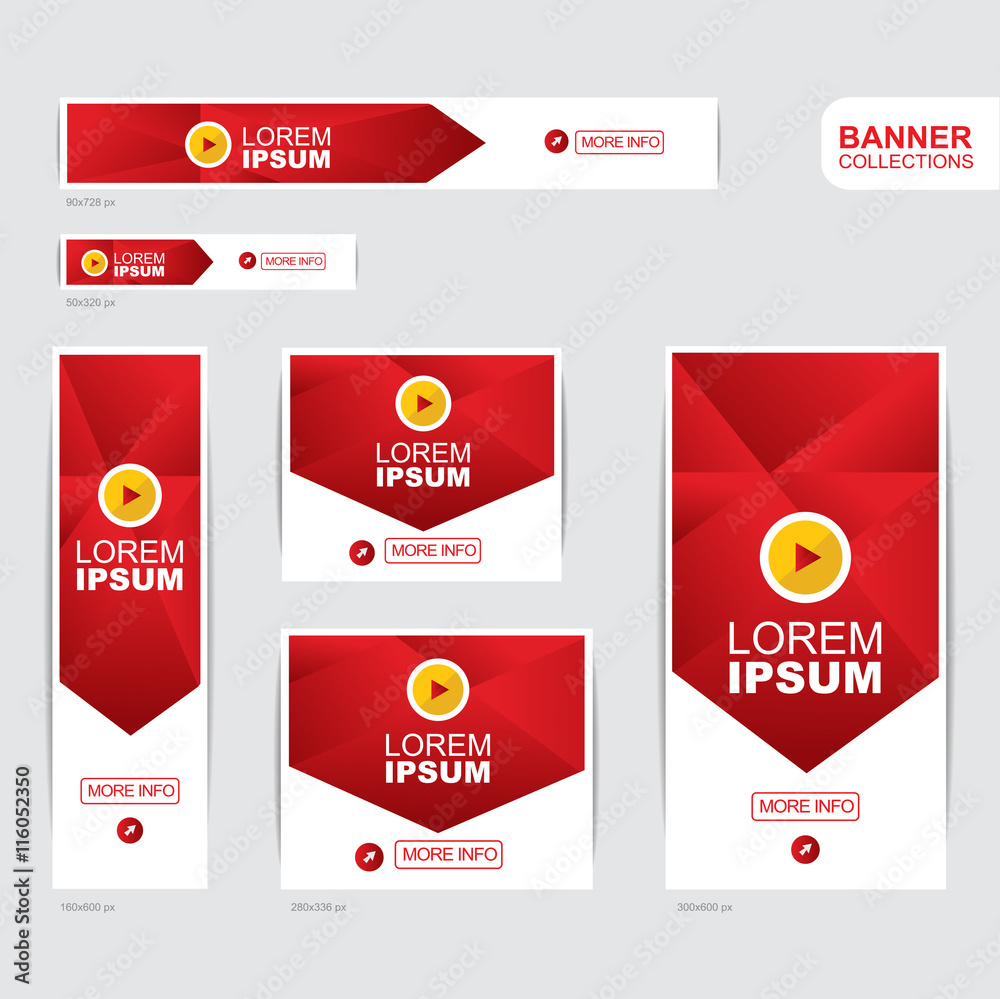 Red and yellow banner advertising templates design Stock Vector | Adobe ...