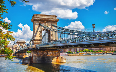Acrylglasbilder Budapest Kettenbrücke über die Donau  © Yasonya