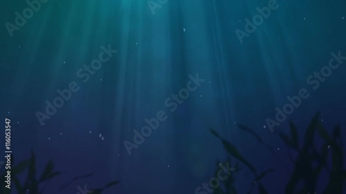 Under deep blue water with seaweed