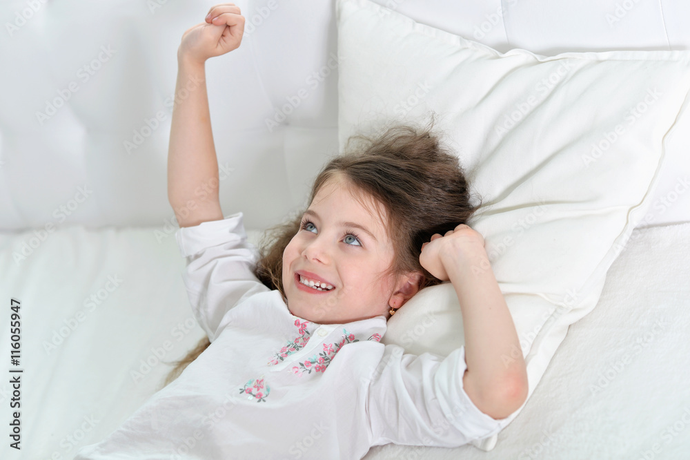 Adorable little girl awaked up Adorable little girl awaked up
