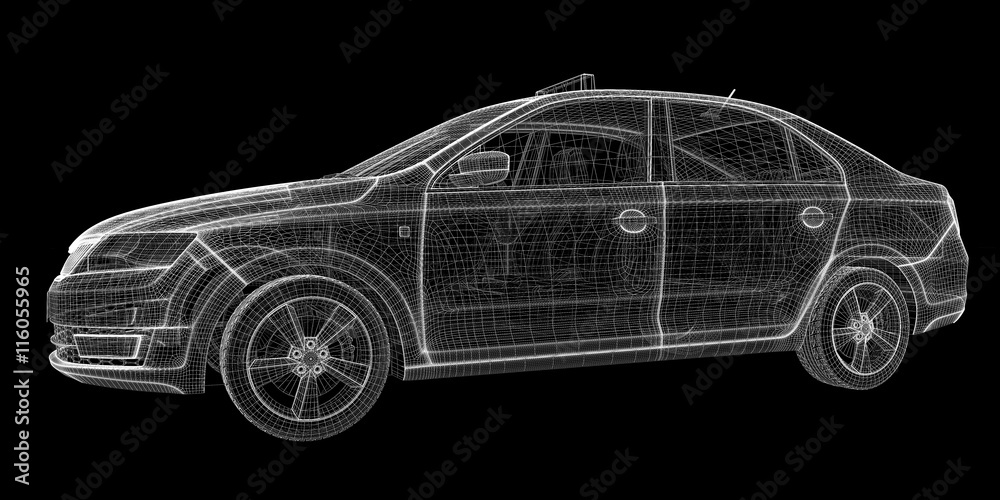 Fototapeta premium Car taxi , 3D model