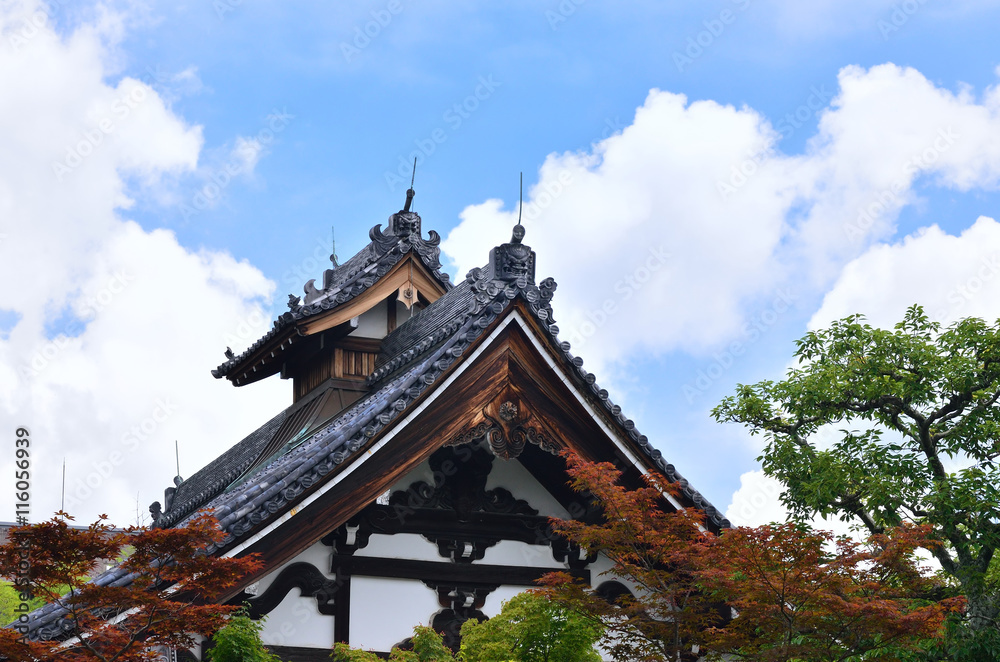 Japanese temple under summer sky, Kyoto Japan. Japanese temple under summer sky, Kyoto Japan.