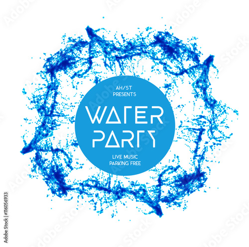 Blue water splash isolated on white