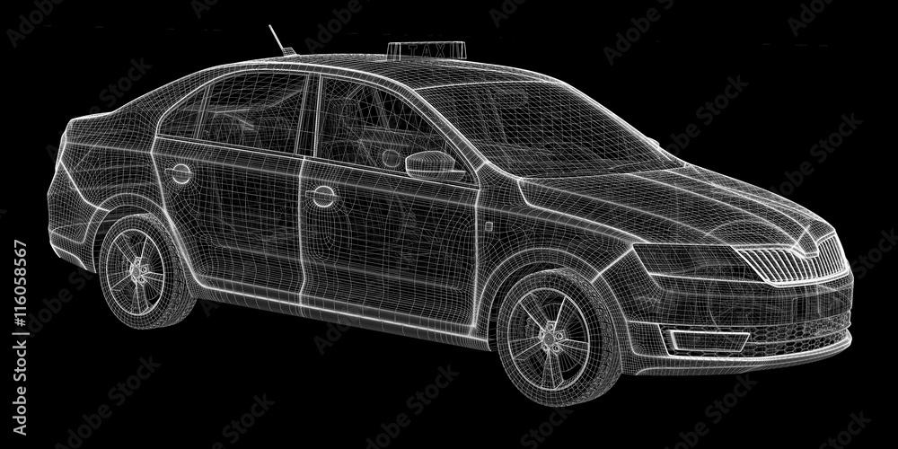 Naklejka premium Car taxi , 3D model