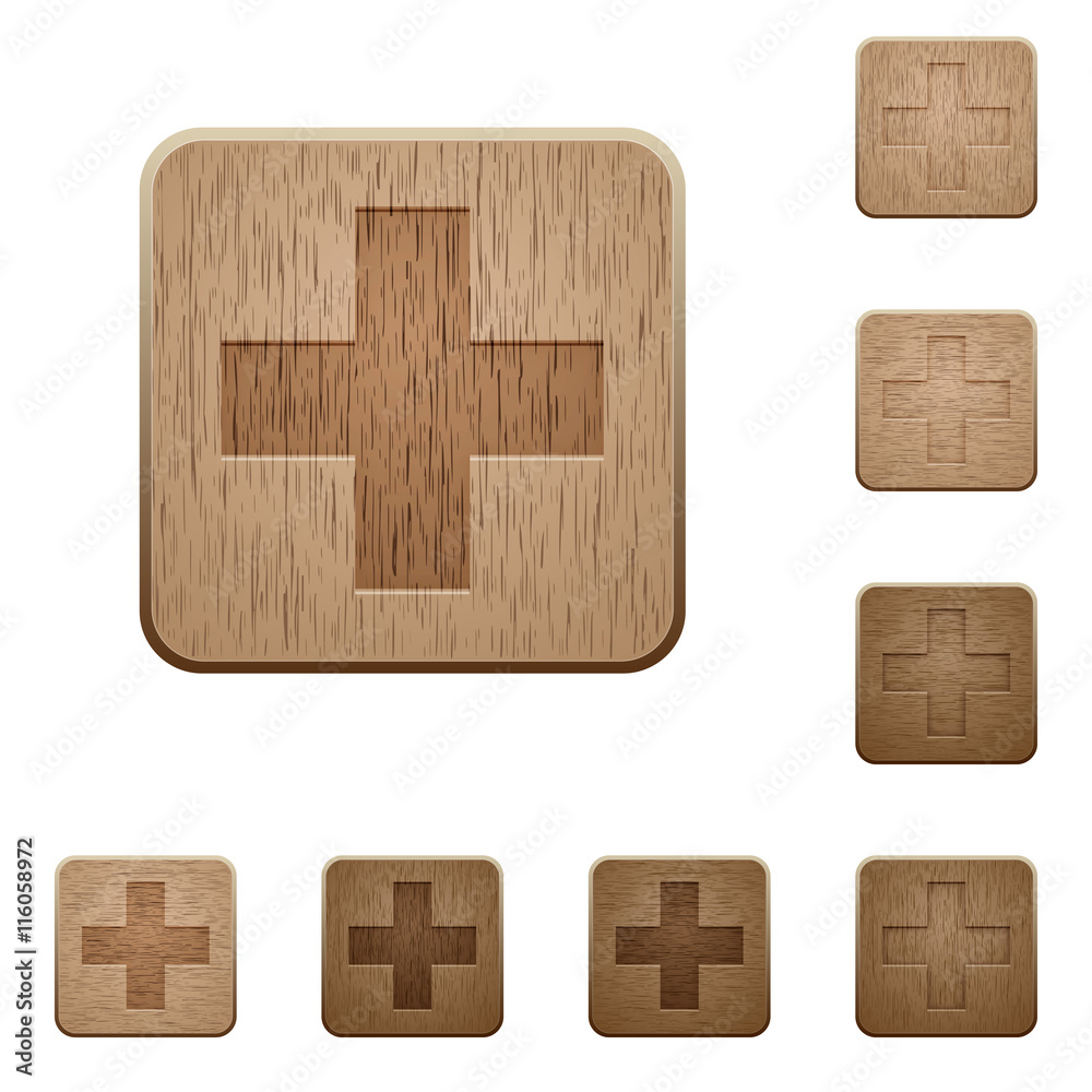 Fototapeta premium Plus sign wooden buttons