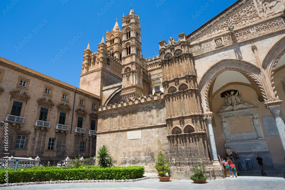Cathedral of Palermo on the blue sky