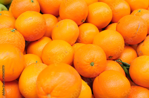 Tangerines from Valencia (Spain) in a wicker basket.