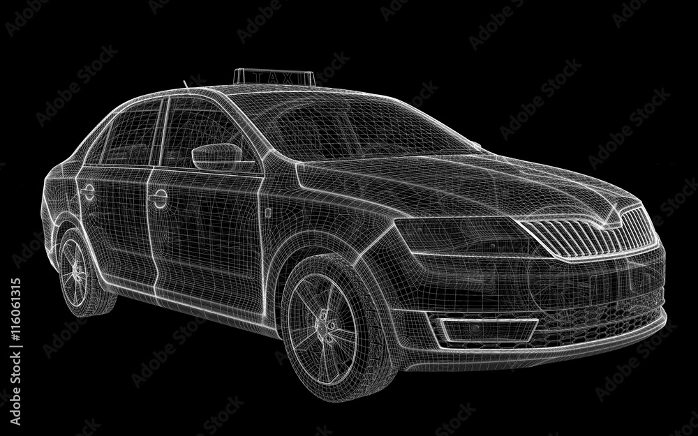 Fototapeta premium Car taxi , 3D model