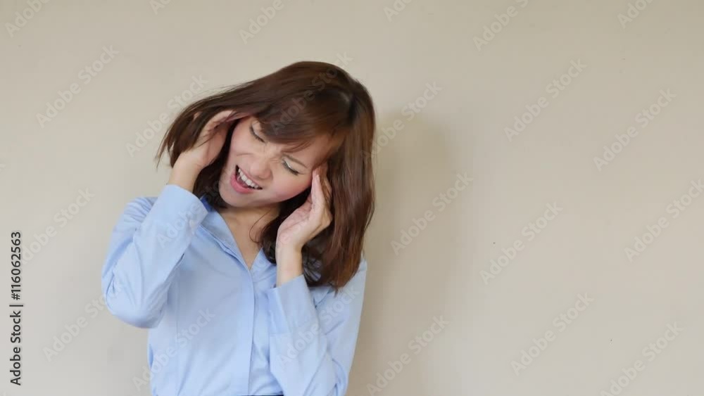 sick woman suffering from headache sick woman suffering from headache