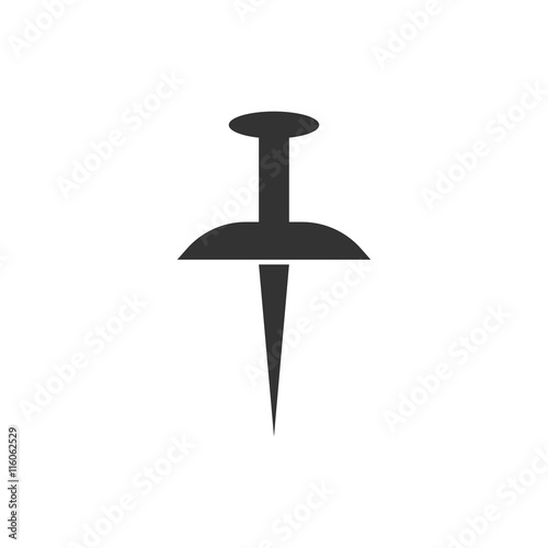 Vector push pin icon. Isolated on white.