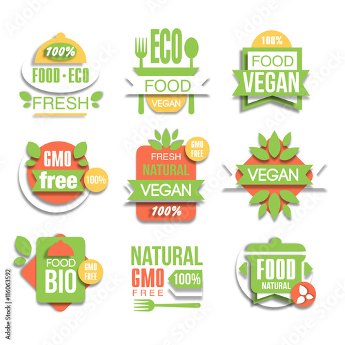 Healthy Vegan Organic Food Promo Sign Set
