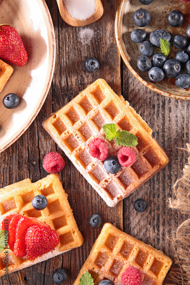 waffle and berries fruits