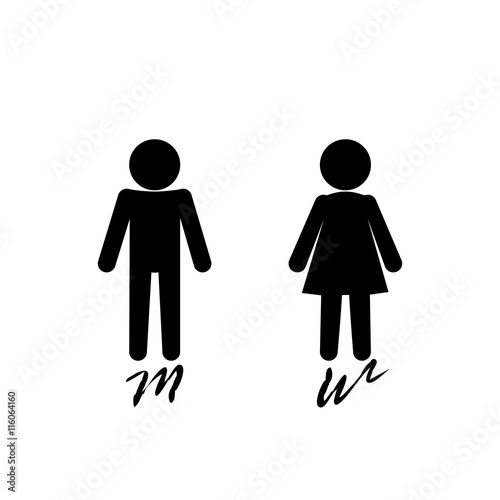 Man and woman sign logo on pink background.