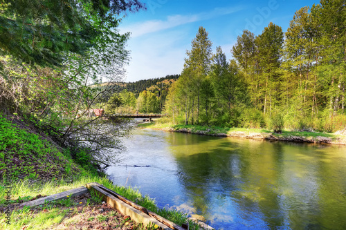 Amazing mountain river view with natural landscape