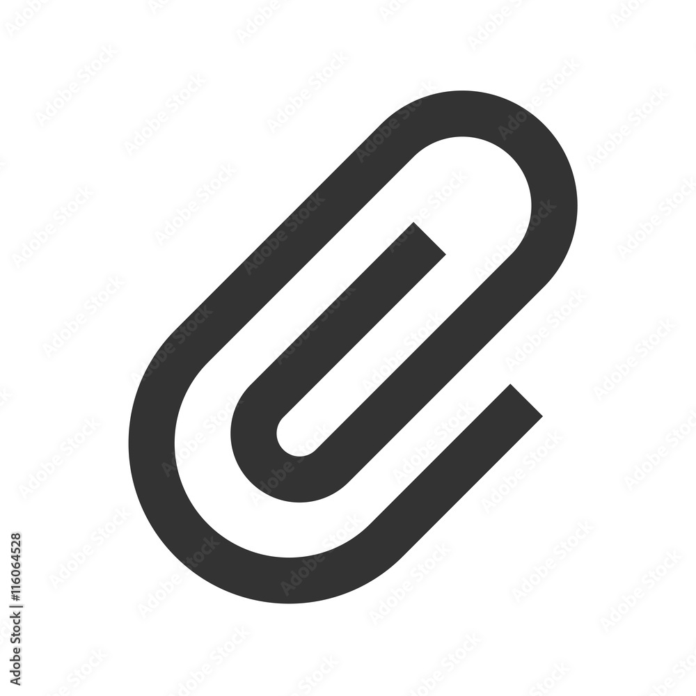 Paperclip icon. Simple flat logo of paperclip sign on white background. Vector illustration. Paperclip icon. Simple flat logo of paperclip sign on white background. Vector illustration.