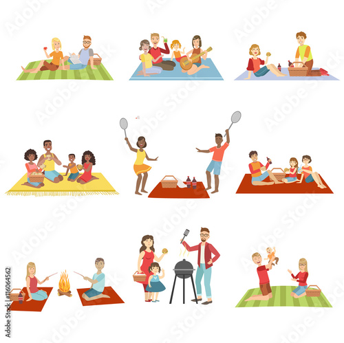 Families On Picnic Outdoors