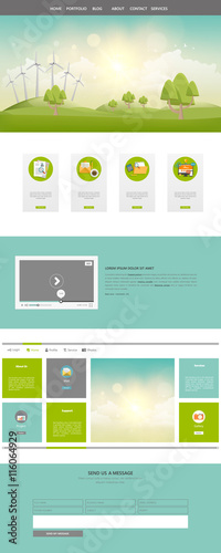 Modern Eco website template with eco landscape illustration

 photo