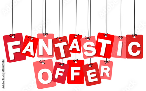 Vector colorful hanging cardboard. Tags - fantastic offer